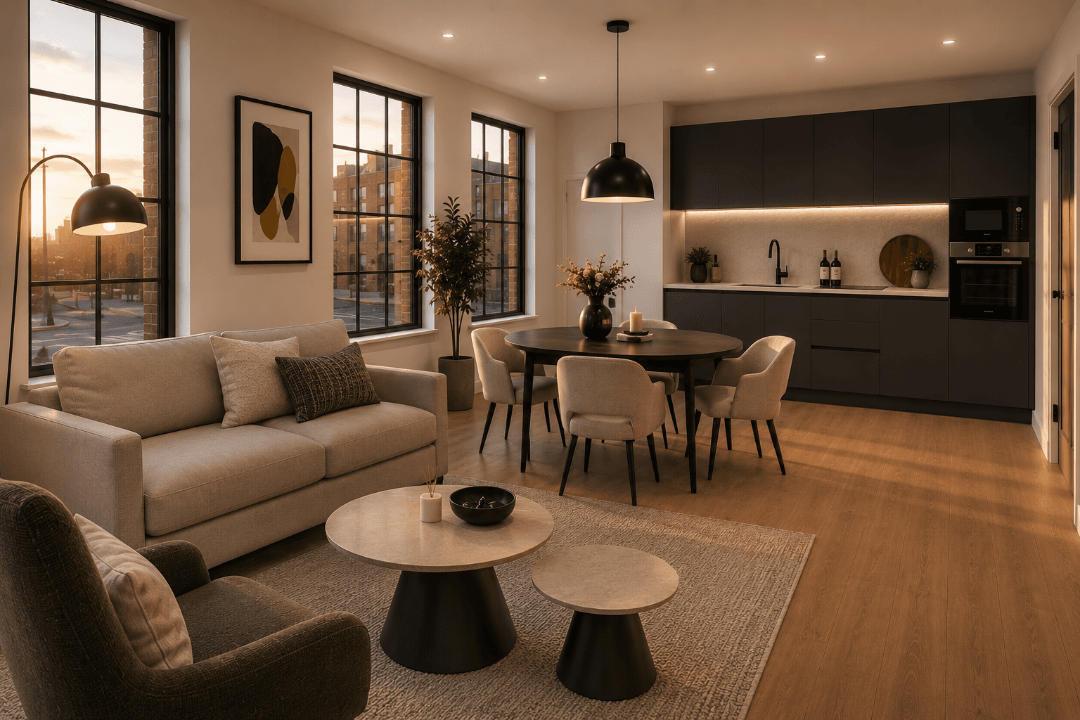 Kelham Exchange evening living CGI